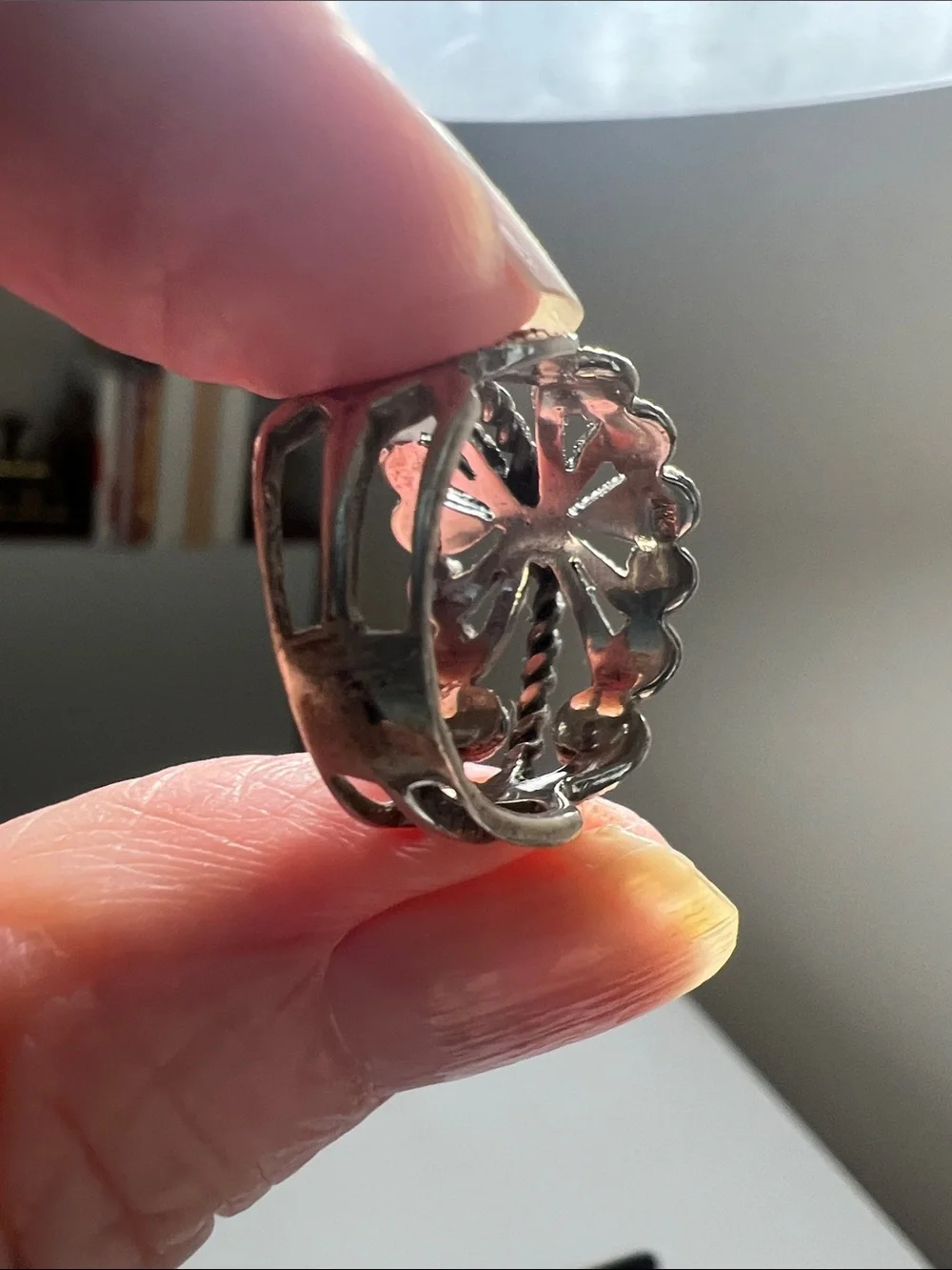 Intricate Silver-Tone Filigree Statement Ring - Vintage
